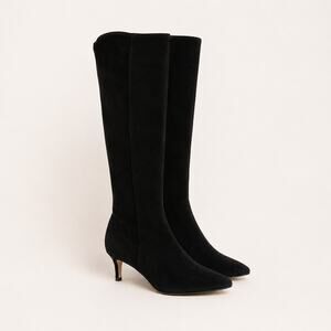 Cole Haan Suede Knee High Pointed Toe Heel Boots Black 5 1/2